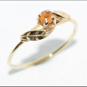 Dainty 10K Gold Round Cut Citrine Ring